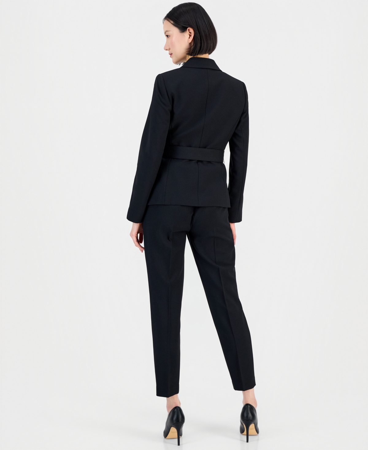 Tahari Asl Women's Belted Asymmetrical Jacket & Slim-Fit Pantsuit Set