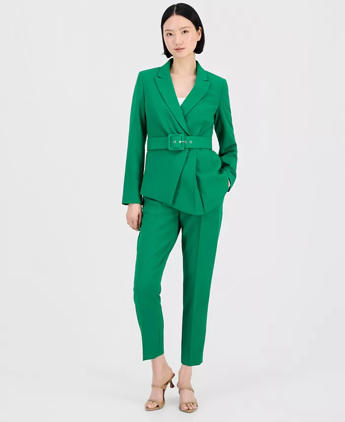 Women's Belted Asymmetrical Jacket & Slim-Fit Pantsuit Set - thumbnail 10