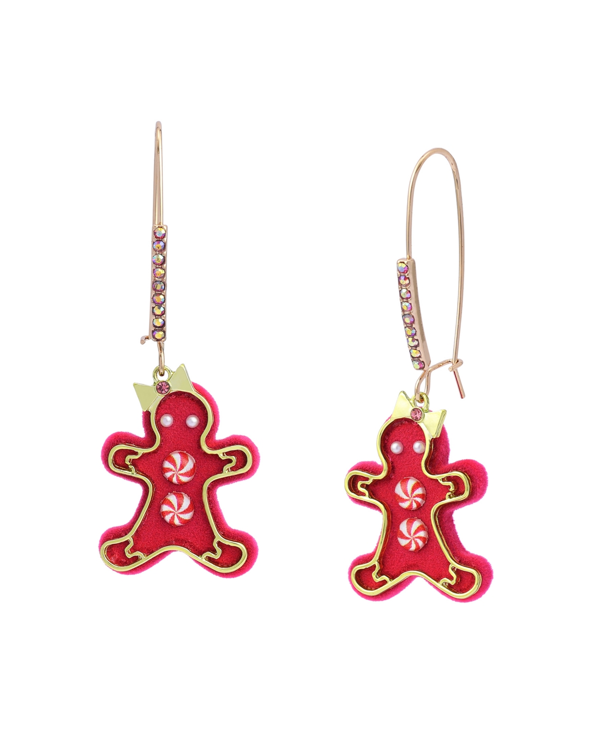 Betsey Johnson Faux Stone Santa Baby Gingerbread Dangle Earrings