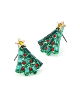 Faux Stone Santa Baby Christmas Tree Stud Earrings