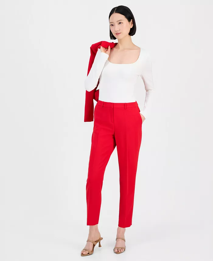 Women's Belted Asymmetrical Jacket & Slim-Fit Pantsuit Set - thumbnail 3