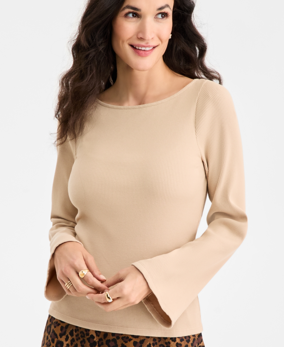On 34th Women's Knit Boat-Neck Bell-Sleeve Top, Macy's Exclusive