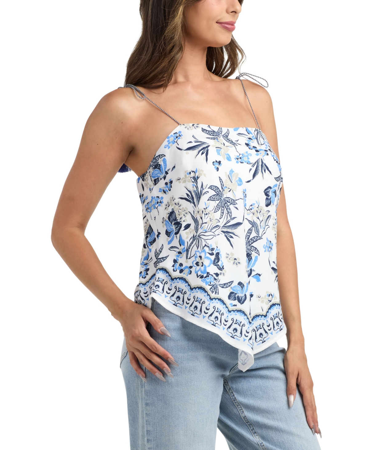 Bcx Women's Resort Printed Tie Scarf Top In Blue
