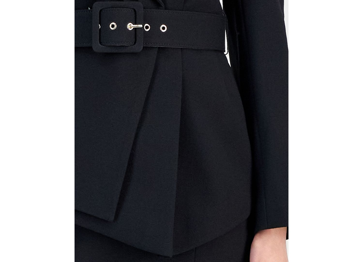 Women's Asymmetrical Belted Jacket & Pencil Skirt Suit Set