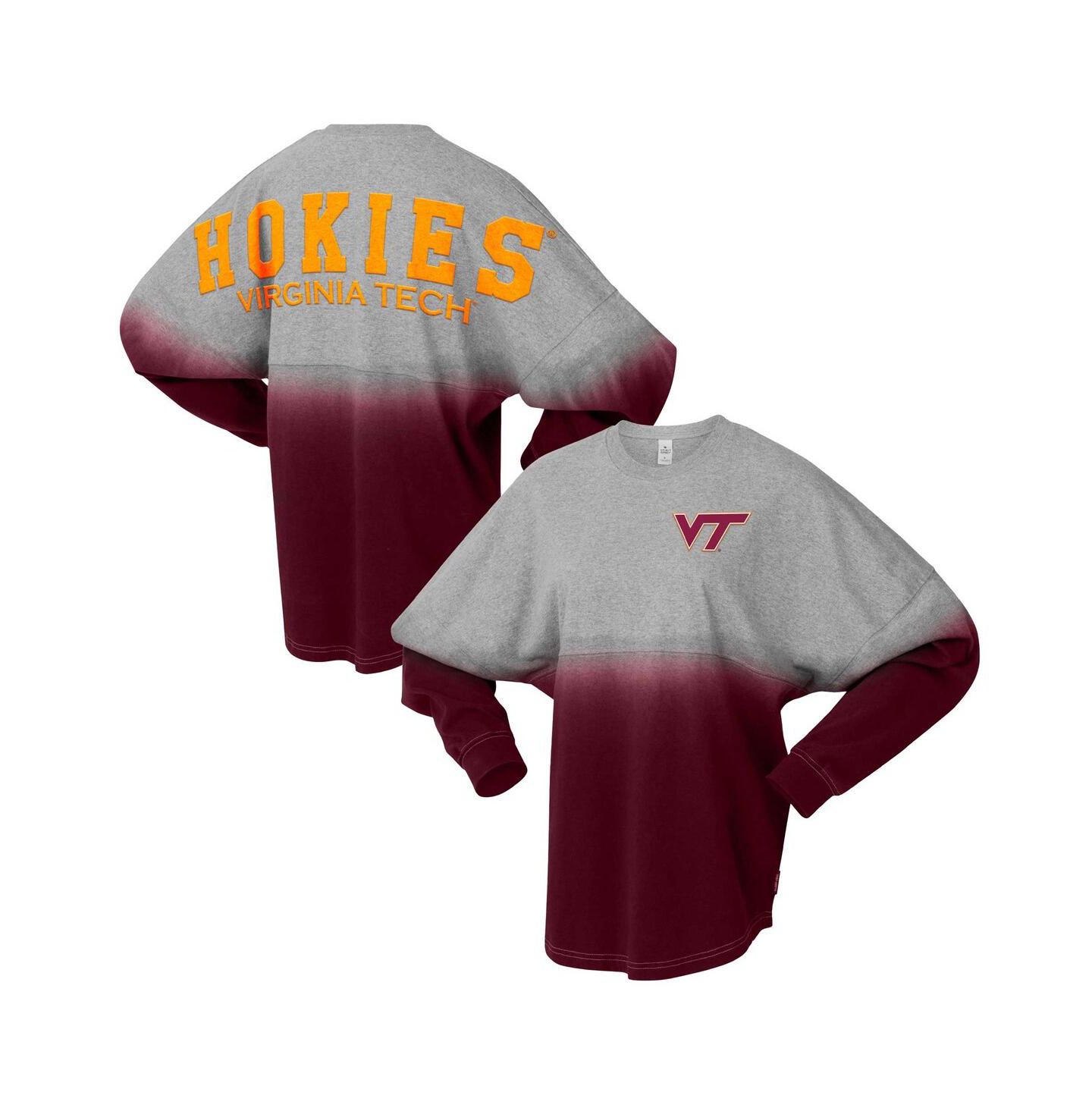 Футболка Spirit Jersey Maroon/Gray Virginia Tech Hokies Ombre Long Sleeve — фото 1