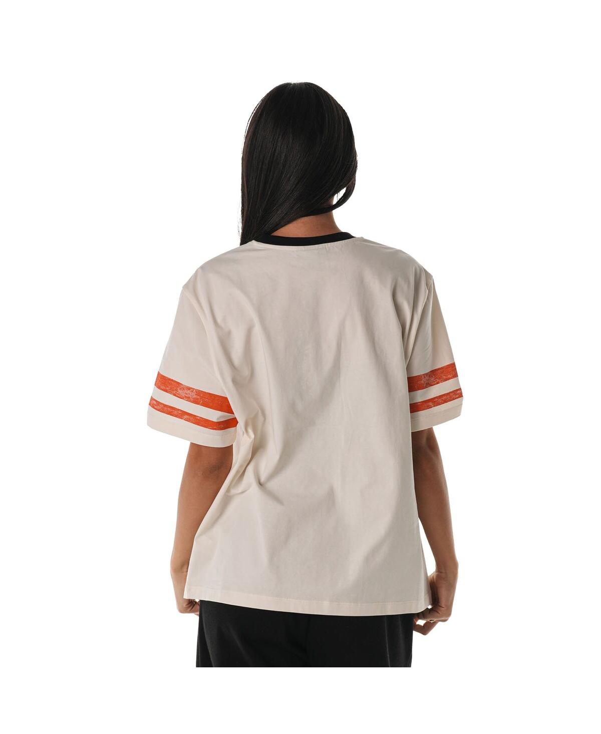 The Wild Collective Women's Cream Cincinnati Bengals Vintage Drop Shoulder Oversized Boyfriend T-shirt In Animal Print