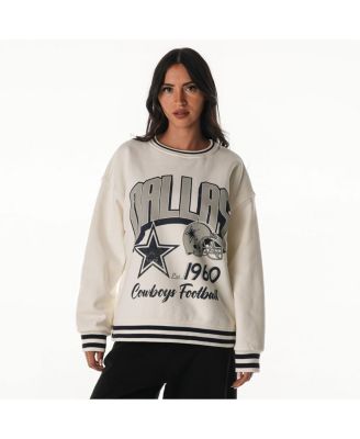 The Wild Collective - Women's Cream Dallas Cowboys Oversized Vintage French Terry Sweatshirt