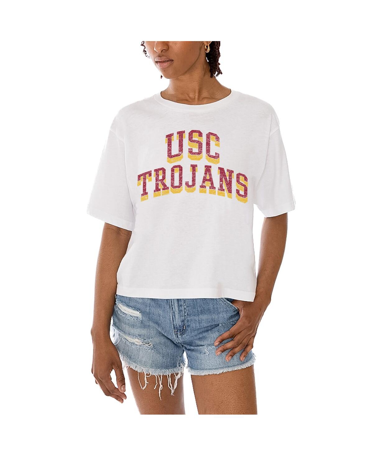 Gameday Couture Women's White Usc Trojans Claim To Fame Boxy Cropped T-shirt In White