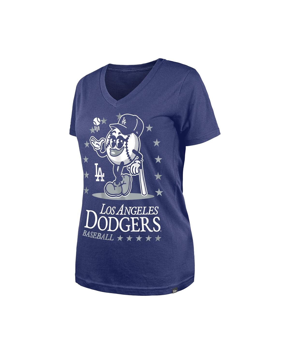 New Era Women's Royal Los Angeles Dodgers Little Miss 2 V-neck T-shirt In Blue
