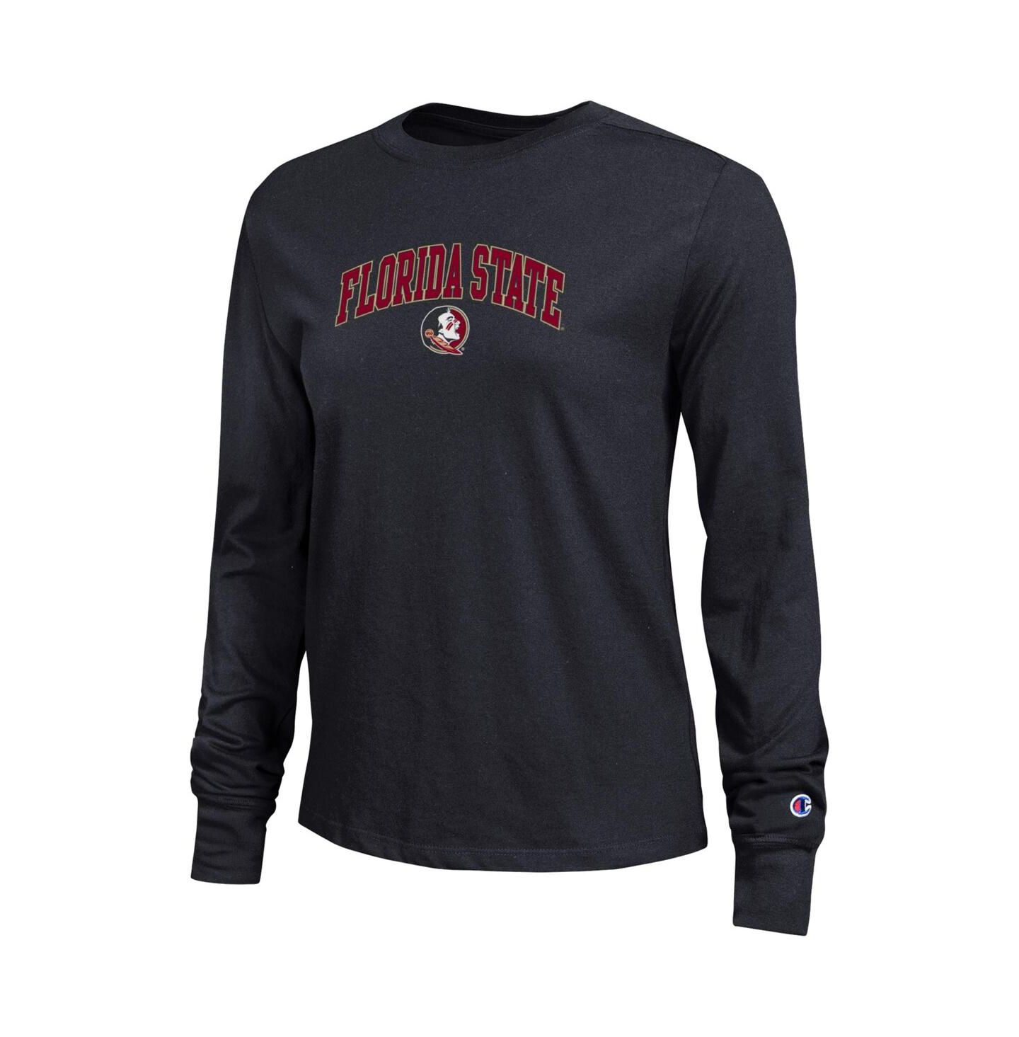 Женская футболка Champion Black Florida State Seminoles Arch Over Logo Long Sleeve — фото 3