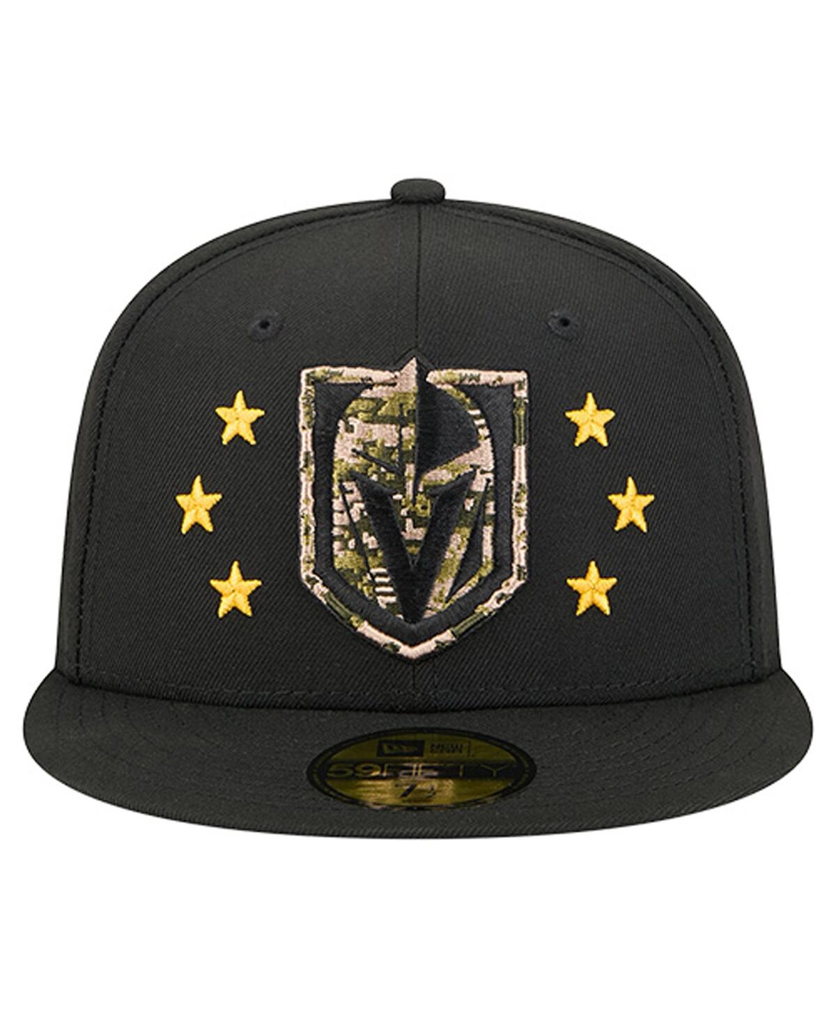 New Era Men's Black Vegas Golden Knights Military Appreciation Digital Camo Stars 59fifty Fitted Hat In Black