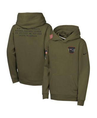 Nike - Big Boys and Girls Olive New England Patriots 2025 Salute to Service Club Fleece Hoodie