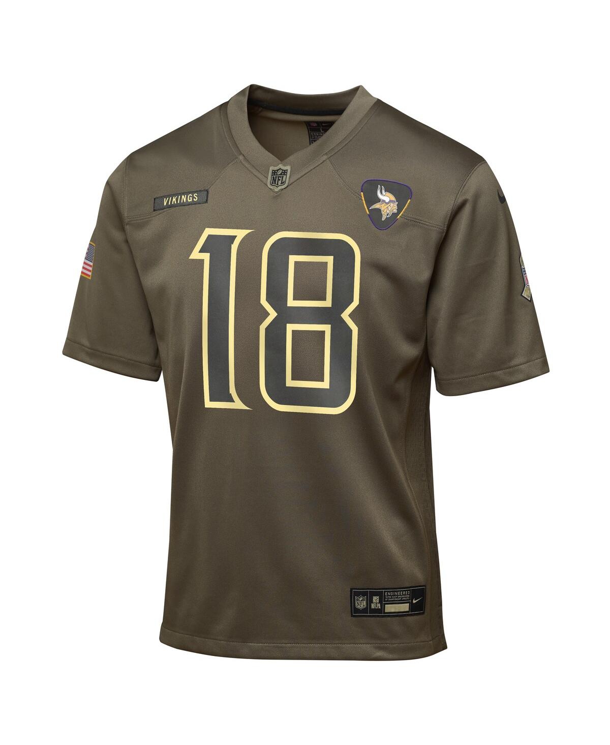 Nike Big Boys and Girls Justin Jefferson Olive Minnesota Vikings 2025 Salute to Service Game Jersey
