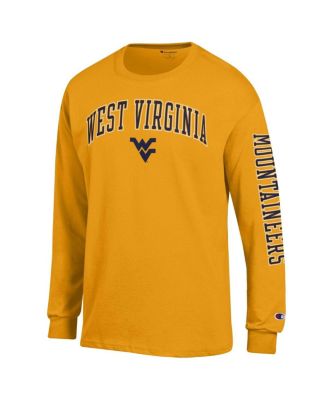 Men's Gold West Virginia Mountaineers Arch Over Logo 2-Hit Long Sleeve T-Shirt