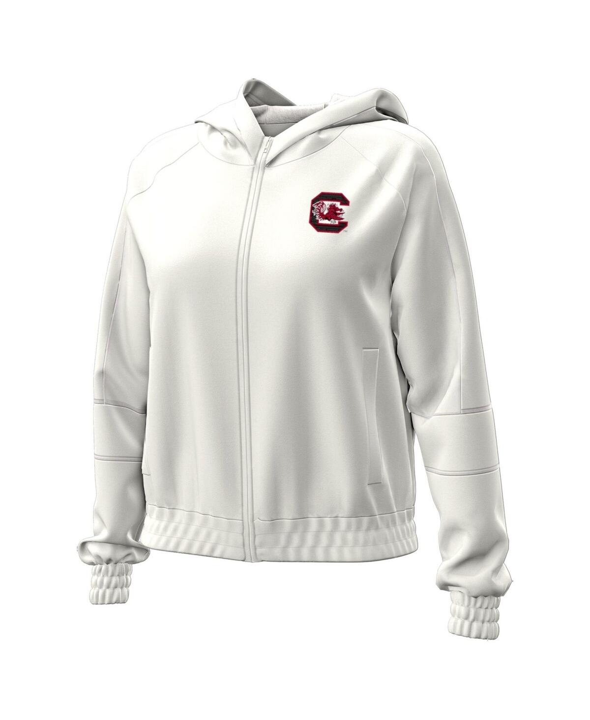 Under Armour Women's Natural South Carolina Gamecocks Gameday Rival Fleece Full-zip Cropped Hoodie In White