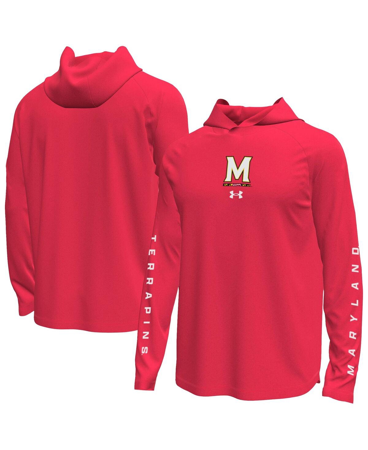 Under Armour Men's Red Maryland Terrapins Tech Stretch Long-Sleeve Hooded T-Shirt