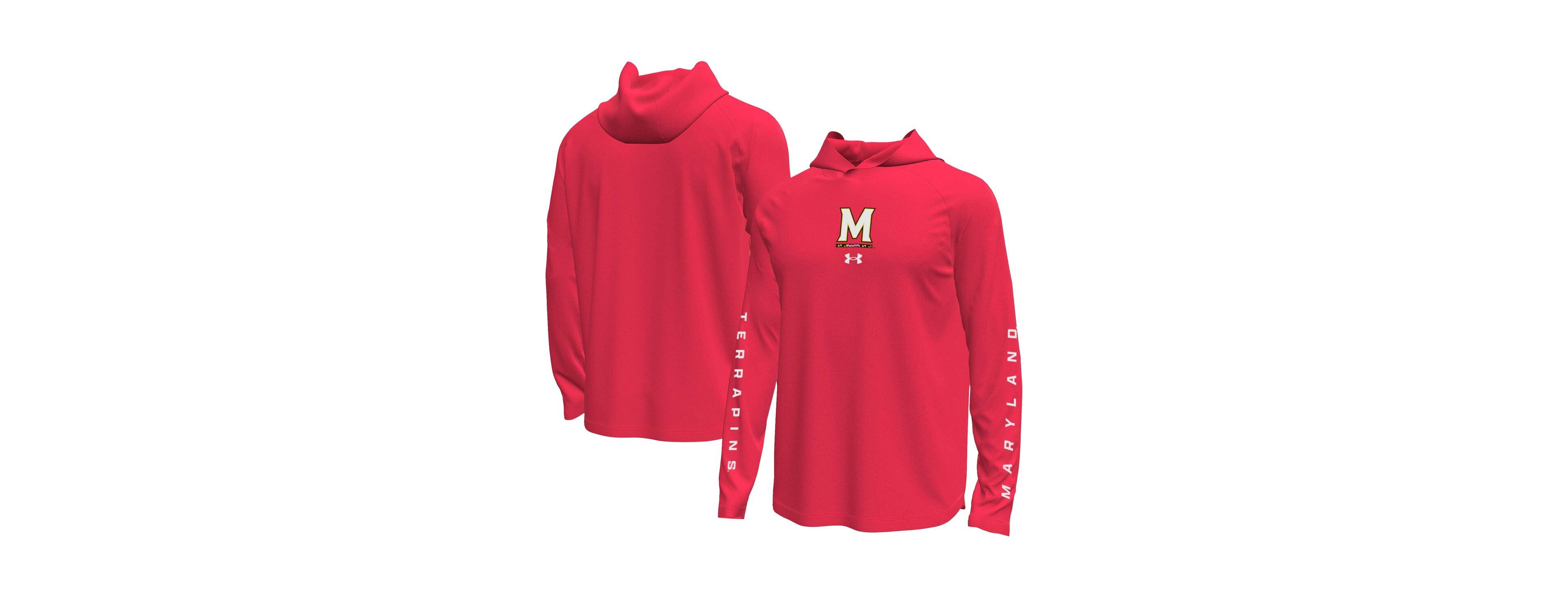 Under Armour Men's Red Maryland Terrapins Tech Stretch Long-Sleeve Hooded T-Shirt