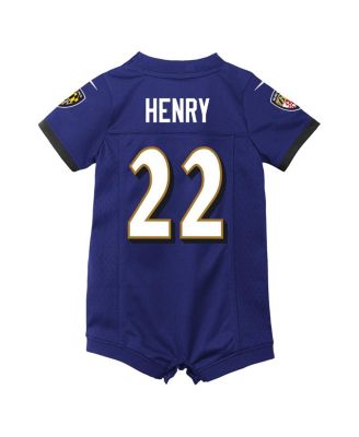 Baby Boys and Girls Derrick Henry Purple Baltimore Ravens Game Romper Jersey