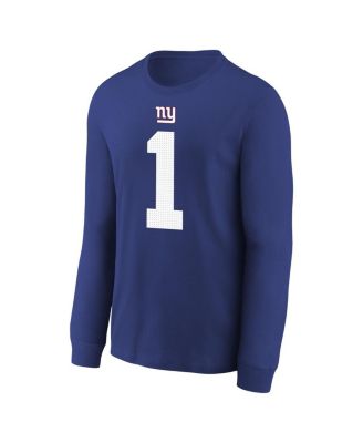 Big Boys and Girls Malik Nabers Royal New York Giants Player Name Number Long Sleeve T-Shirt
