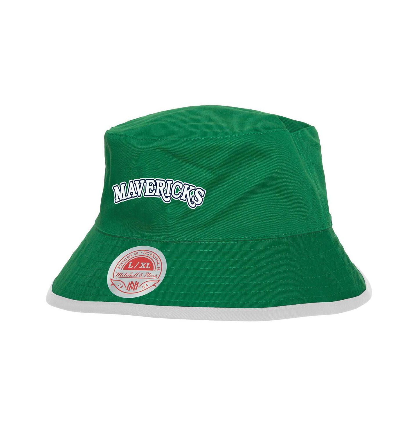 Мужская панама Mitchell & Ness Navy/Green Dallas Mavericks Flip It Reversible Bucket Hat — фото 2