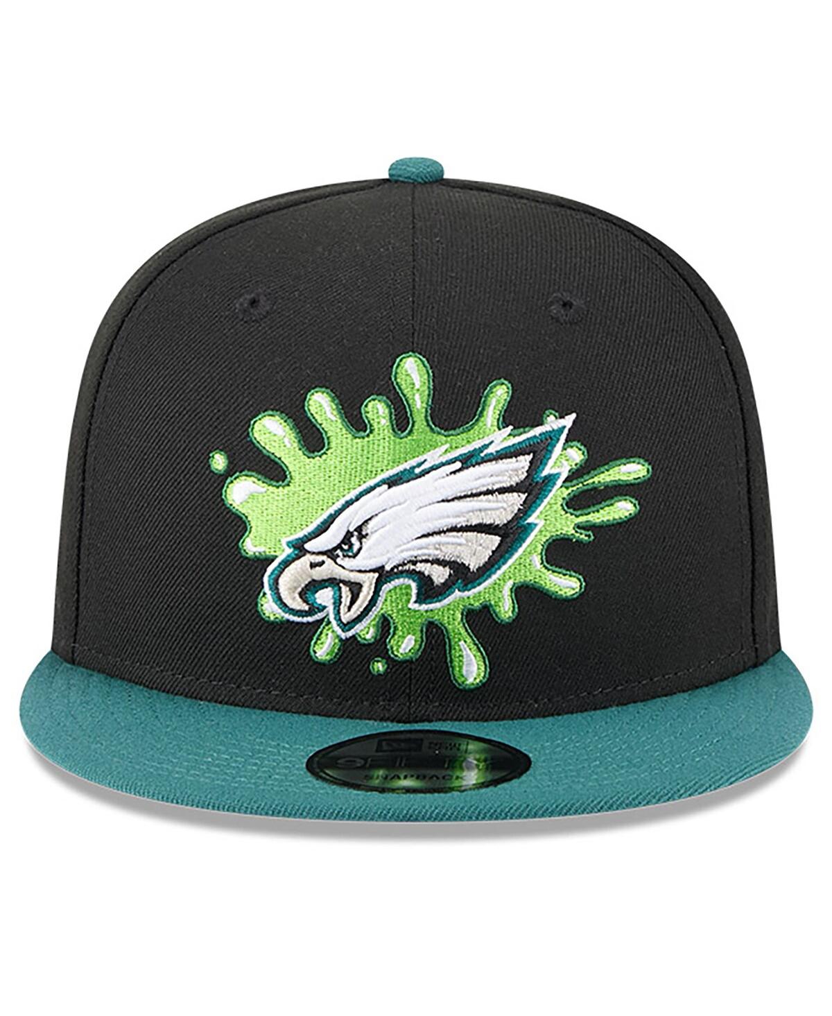 New Era Men's Black/midnight Green Philadelphia Eagles Nickelodeon Slime 9fifty Snapback Hat In Black