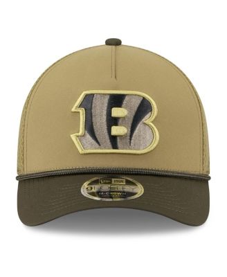 Big Boys and Girls Green/Dark Green Cincinnati Bengals 2025 Salute to Service 9FORTY A-Frame Adjustable Hat