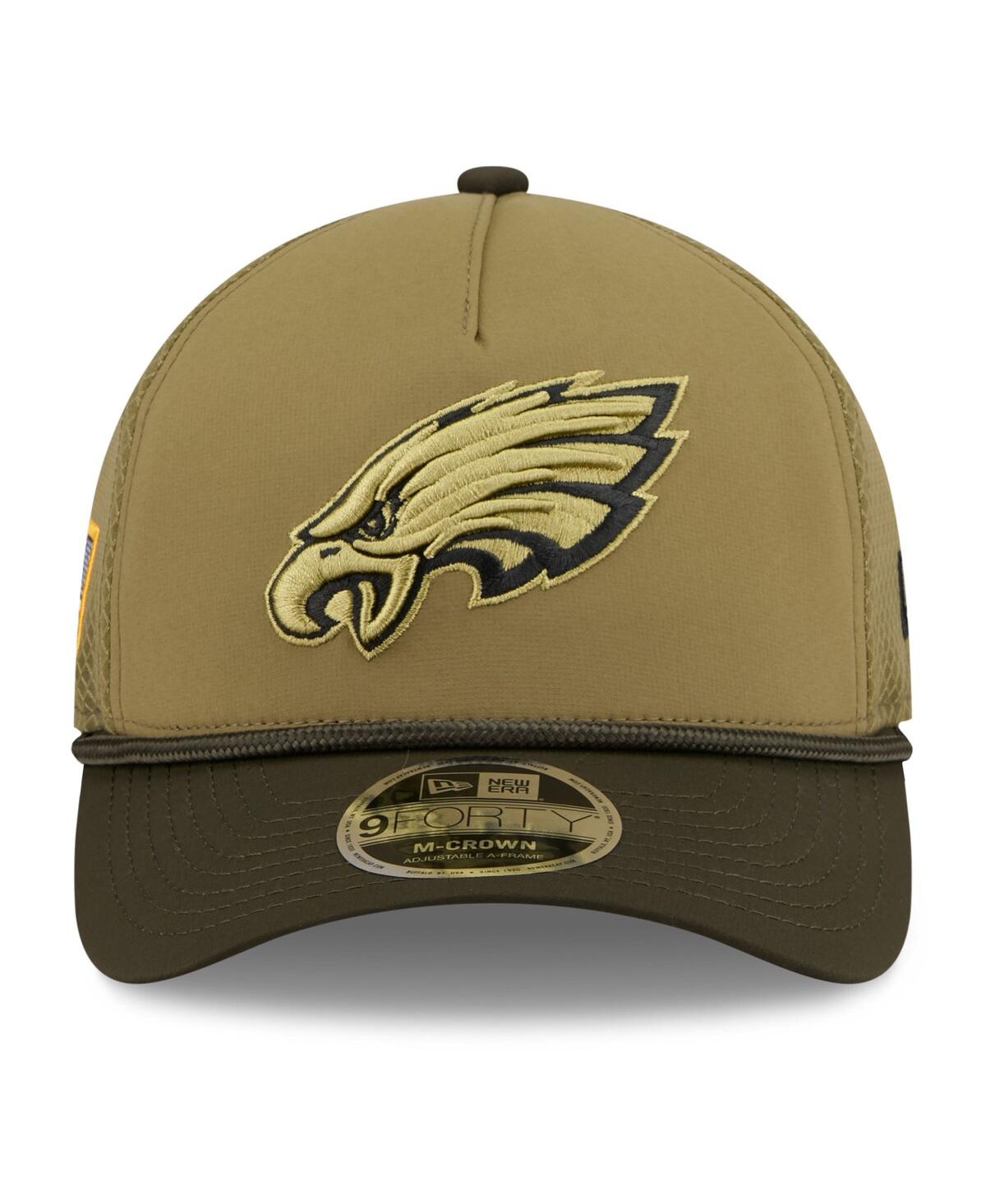 New Era Big Boys and Girls Green/Dark Green Philadelphia Eagles 2025 Salute to Service 9FORTY A-Frame Adjustable Hat
