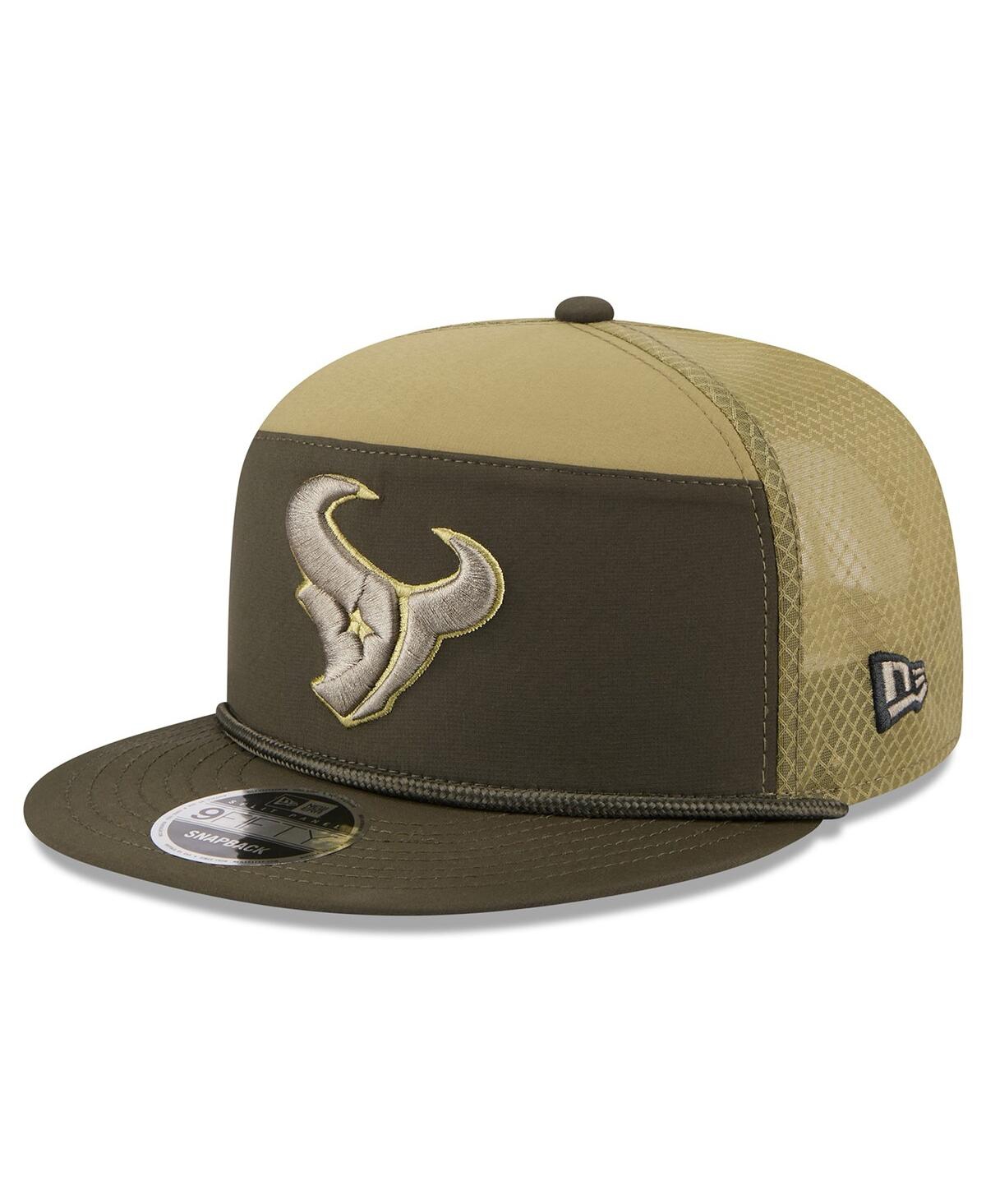 New Era Men's Dark Green Houston Texans 2025 Salute To Service Split Panel 9fifty Snapback Hat In Green