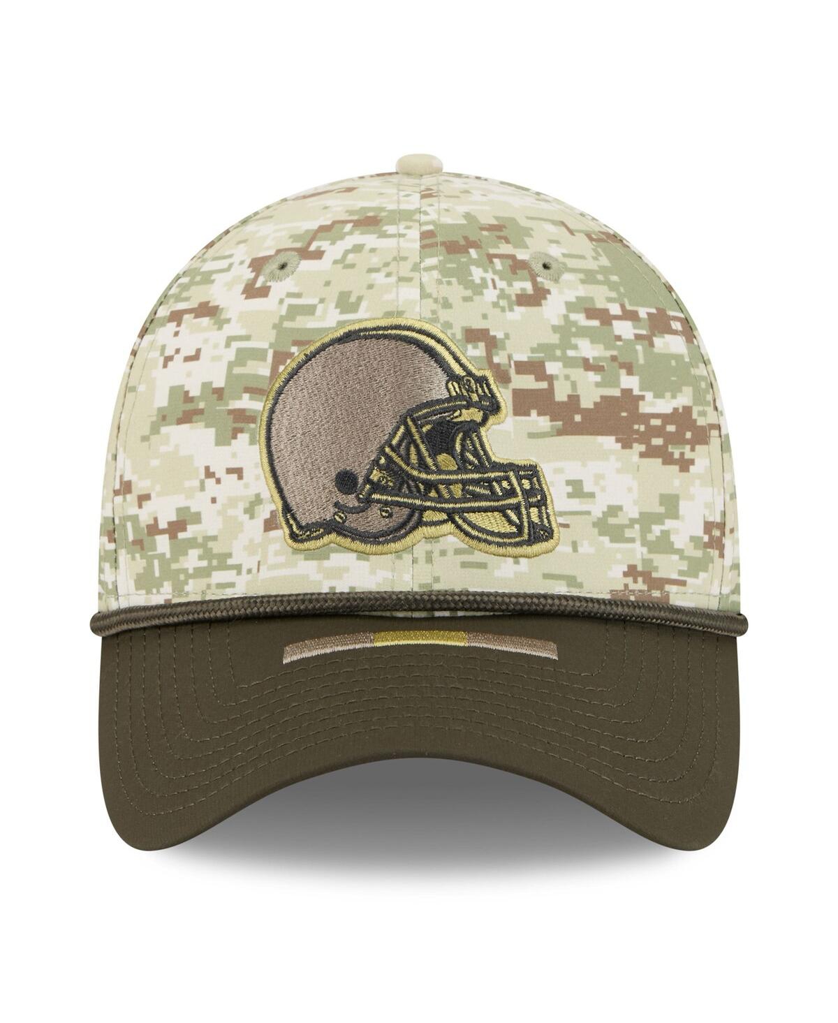 New Era Men's Camo/dark Green Cleveland Browns 2025 Salute To Service 39thirty Flex Hat In Green