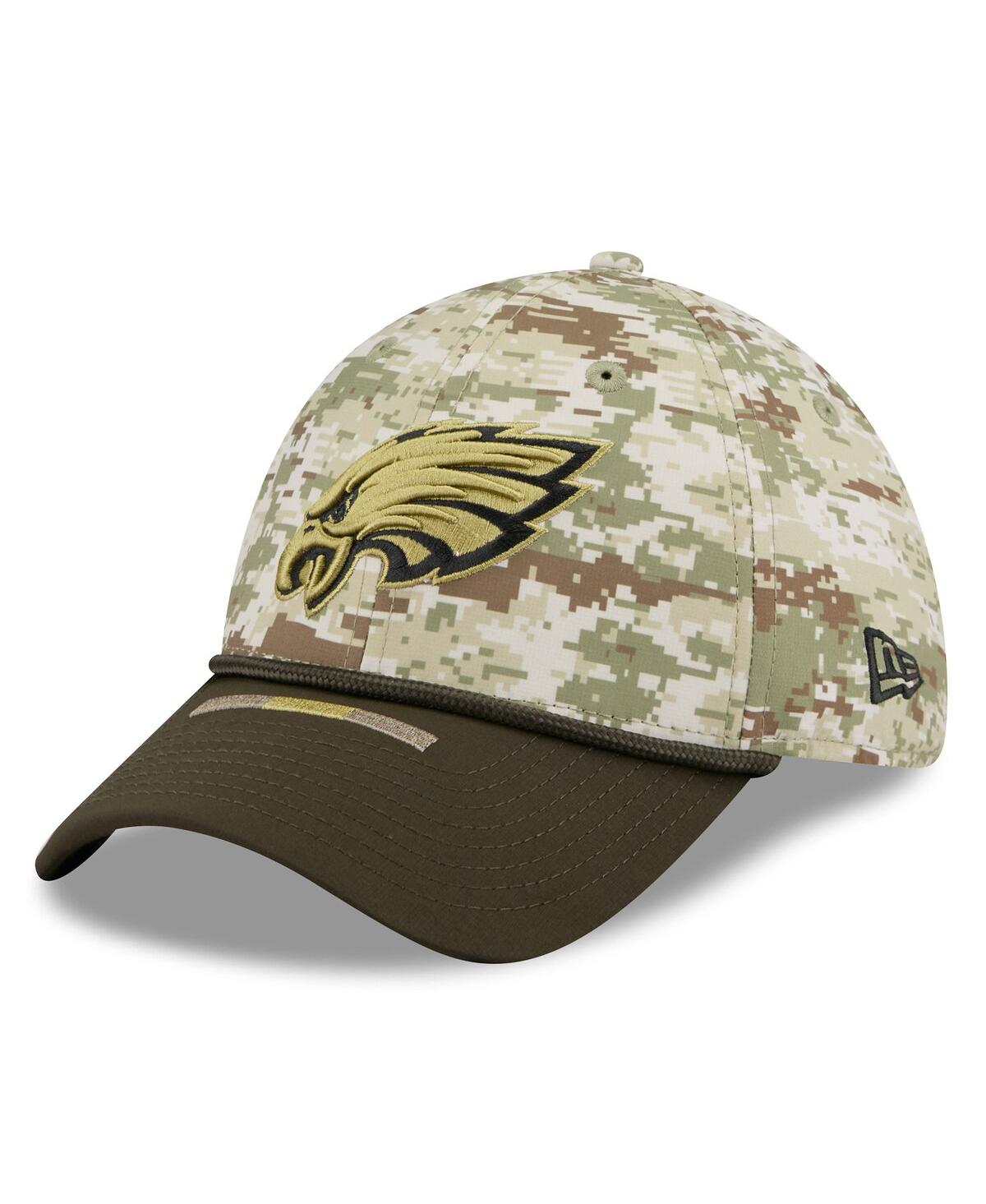 New Era Men's Camo/dark Green/dark Green Philadelphia Eagles 2025 Salute To Service 39thirty Flex Hat In Green