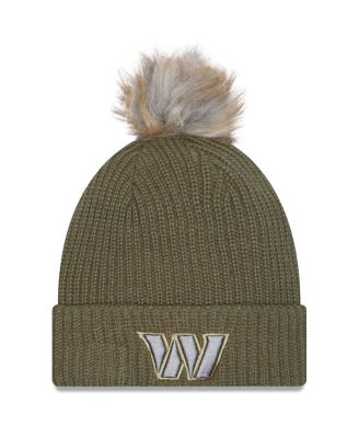New Era - Women's Dark Green Washington Commanders 2025 Salute to Service Cuffed Knit with Pom Hat