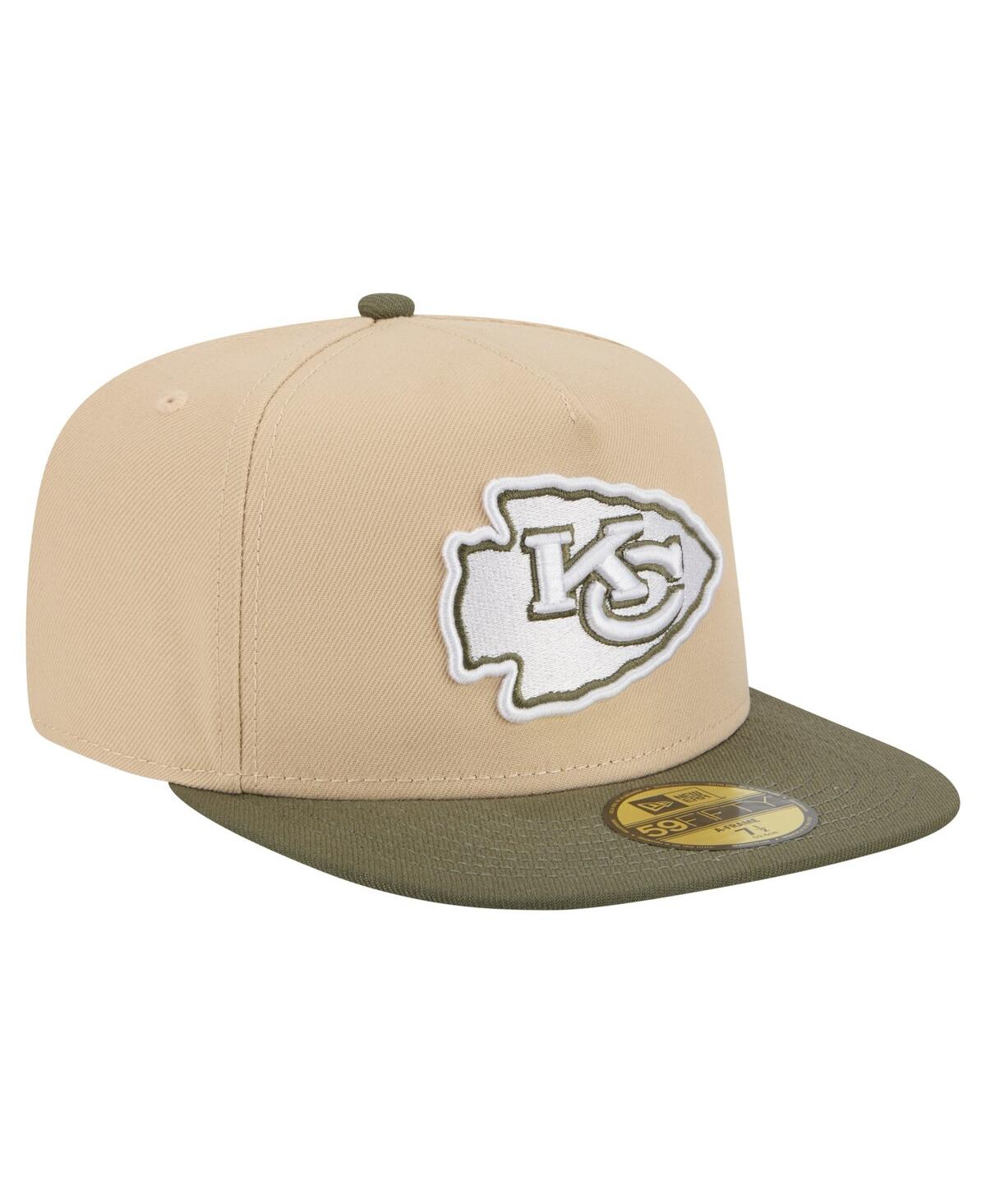 New Era Men'sâ Light Beige/olive Kansas City Chiefs Color Pack A-frame 59fifty Fitted Hat In Brown