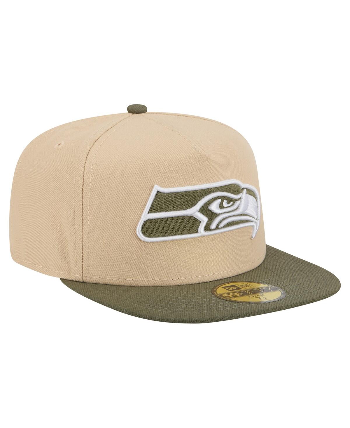 New Era Men'sâ Beige/olive Seattle Seahawks Color Pack A-frame 59fifty Fitted Hat In Brown