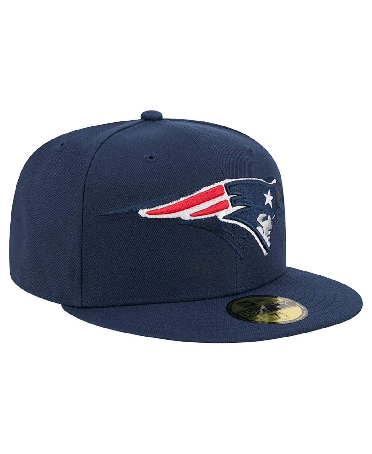 New Era Men'sâ Navy New England Patriots Tri-hit 59fifty Fitted Hat In Blue