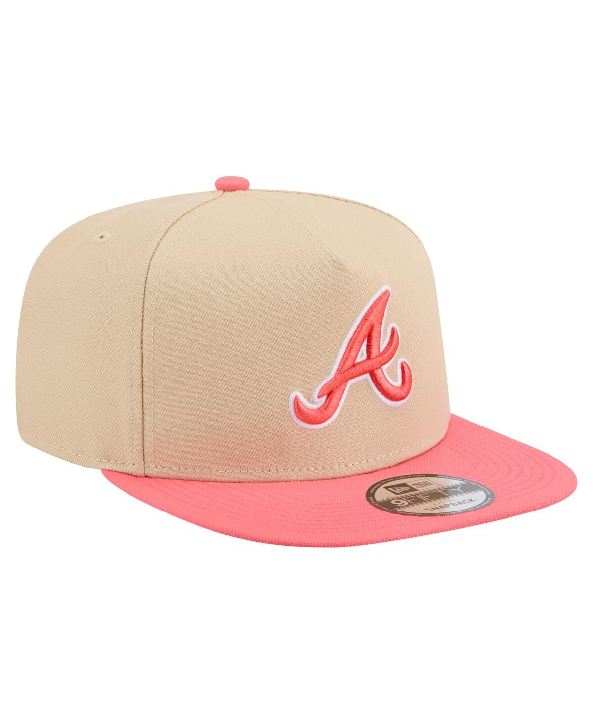 New Era Men's Light Beige/coral Atlanta Braves Color Pack A-frame 9fifty Snapback Hat In Brown