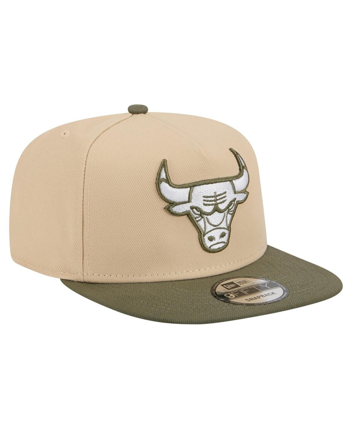New Era Men's Khaki/olive Chicago Bulls Color Pack Two-tone A-frame 9fifty Snapback Hat In Brown