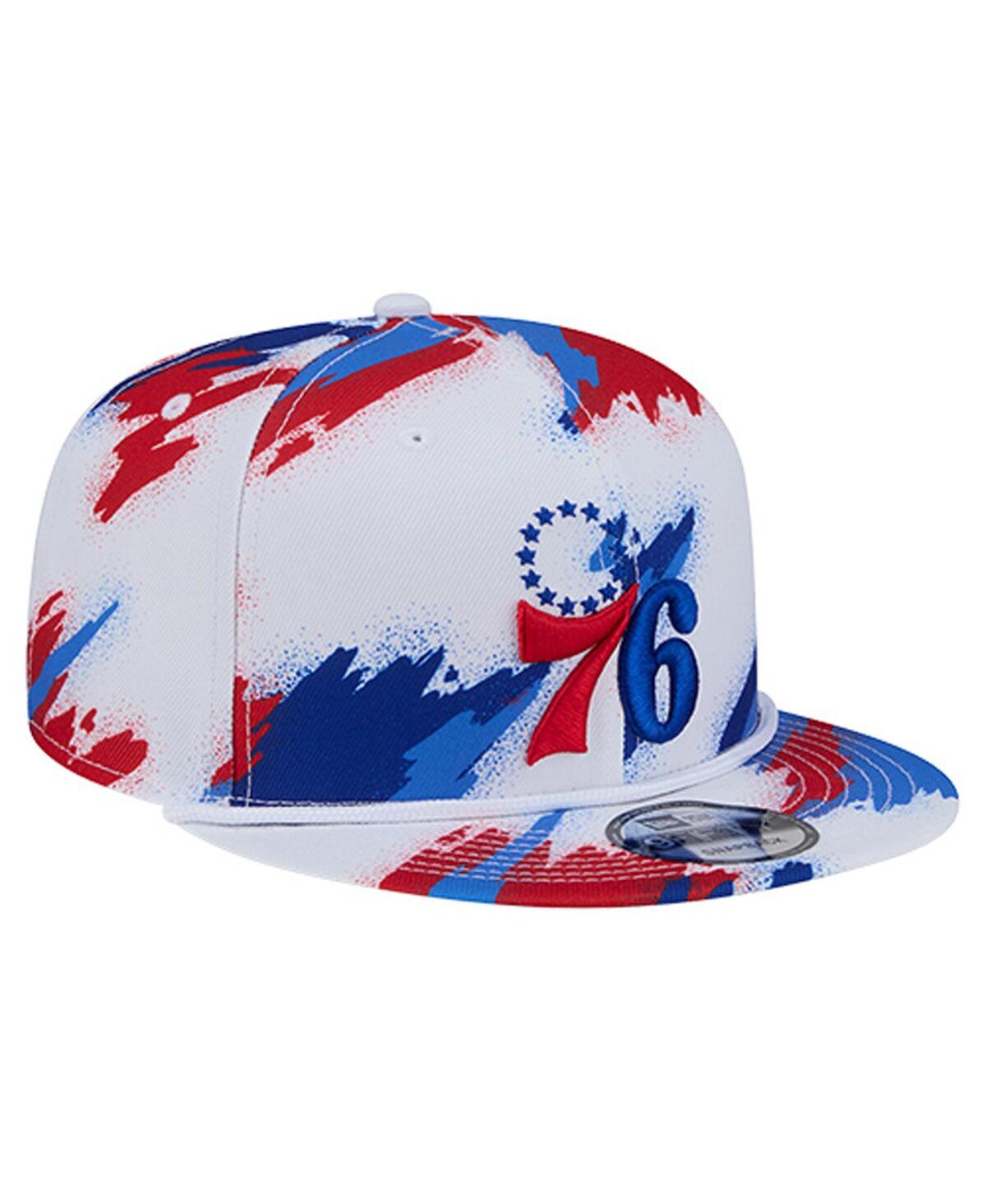 New Era Men's White Philadelphia 76ers Paint 9fifty Snapback Hat In Blue