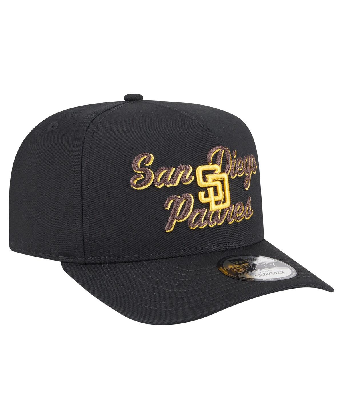 New Era Men's Black San Diego Padres Chainstitch 9fifty A-frame Snapback Hat In Black