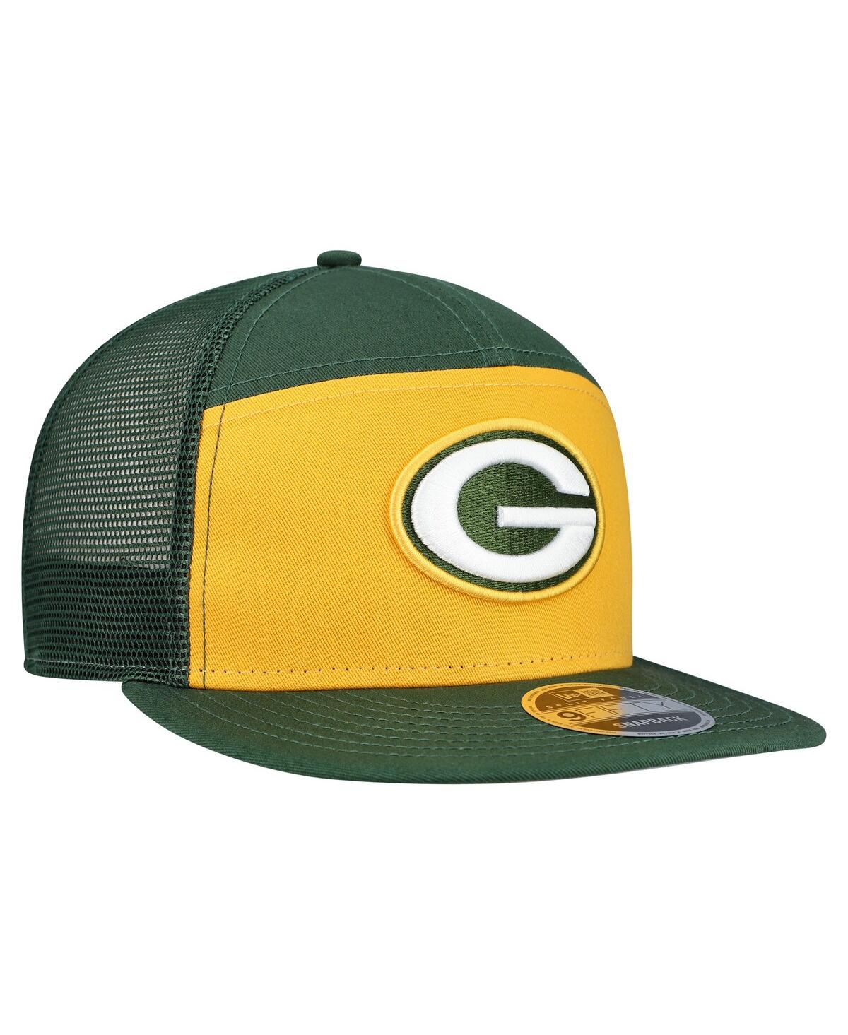 New Era Men'sâ Gold/green Bay Packers Outdoor Split Panel 9fifty Snapback Hat In Green