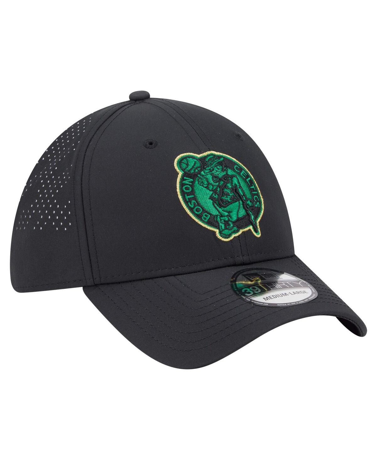New Era Men's Black Boston Celtics Night 39thirty Flex Hat In Black