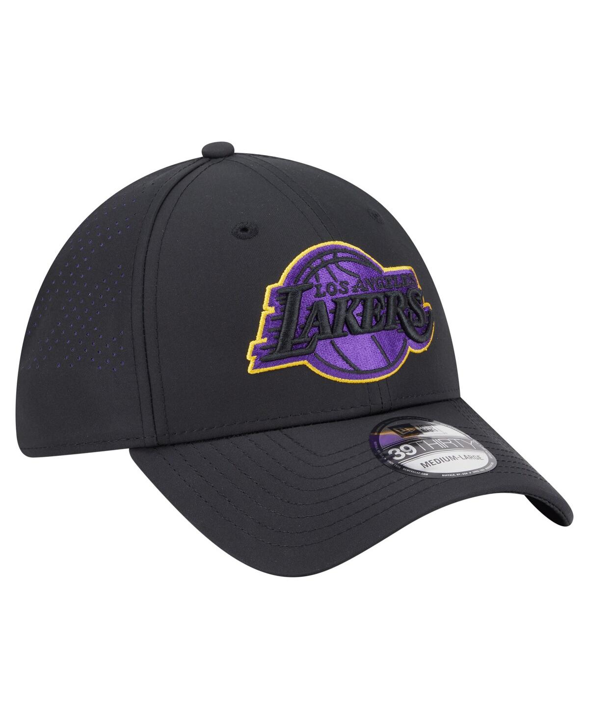 New Era Men's Black Los Angeles Lakers Night 39thirty Flex Hat In Black