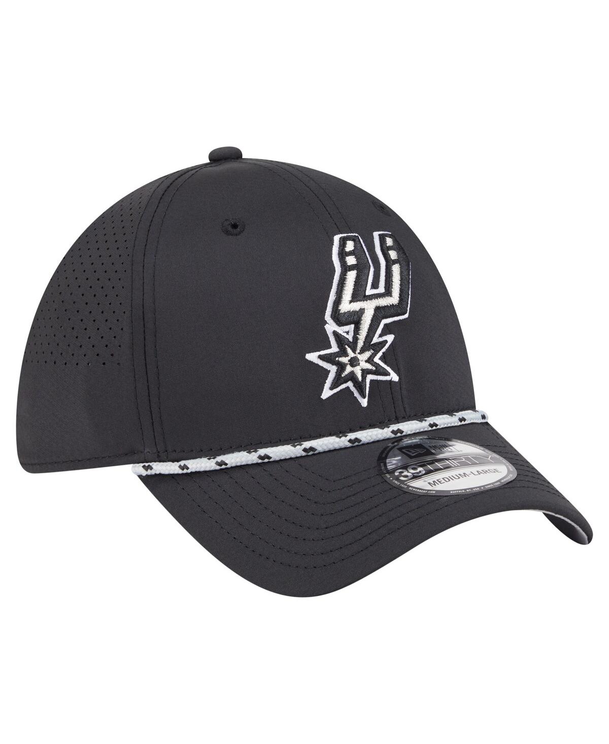 New Era Men's Black San Antonio Spurs Featherweight Poly Rope Flex 39thirty Hat In Black