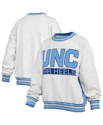 Pressbox - Women's Heather Gray/Carolina Blue North Carolina Tar Heels Endzone Crewneck Sweatshirt