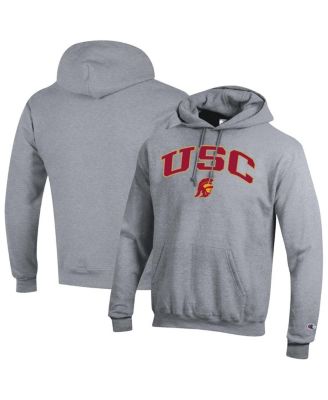 Champion - Men's&nbsp;Heather Gray USC Trojans Arch Over Logo Pullover Hoodie