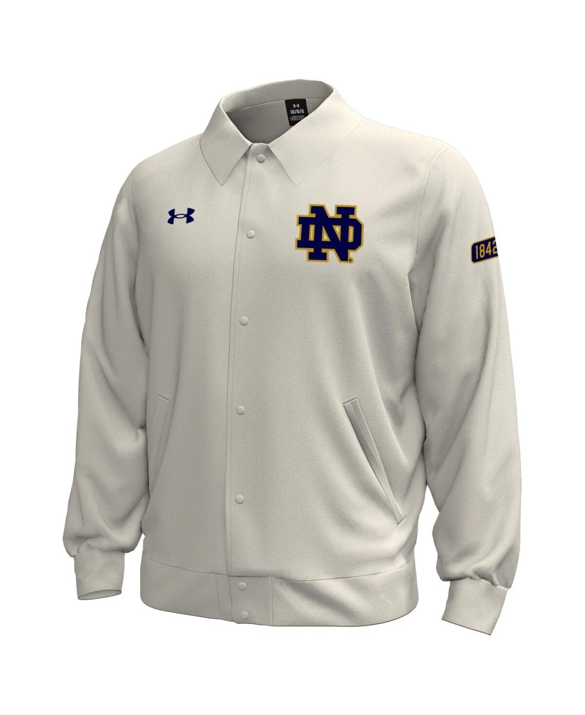 Under Armour Under Armor Men's Stone Notre Dame Fighting Irish Gameday Icon Full-snap Fleece Jacket In Gray