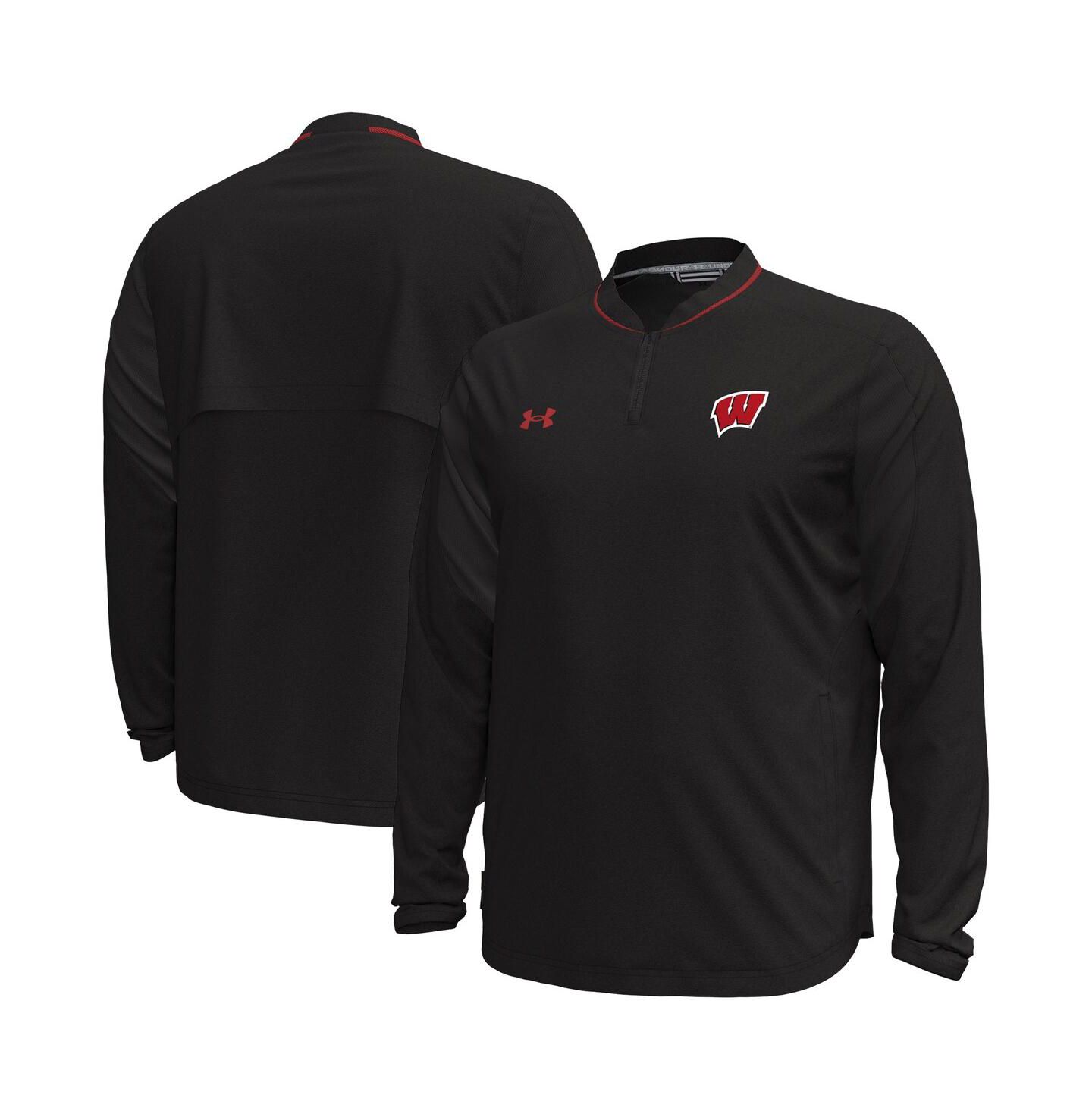 Мужская куртка Under Armour Under Armor Black Wisconsin Badgers Motivate Long Sleeve Quarter-Zip — фото 1