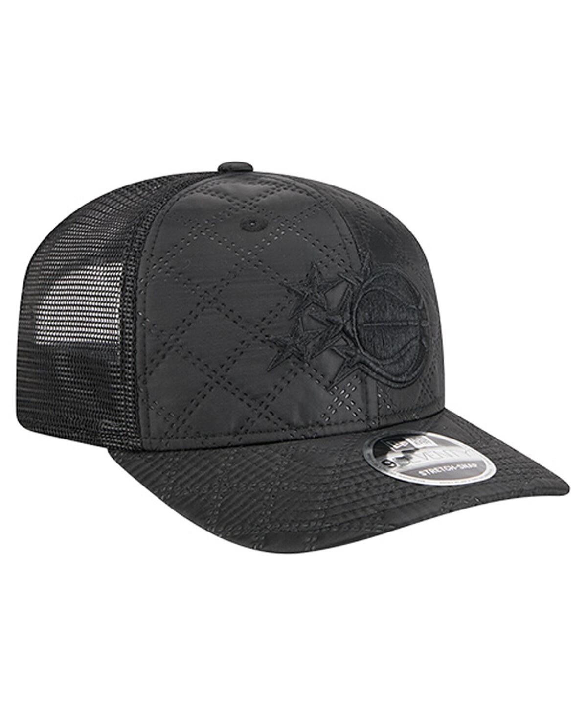 New Era Men's Black Orlando Magic Quilted Nylon 9seventy Trucker Adjustable Hat In Black