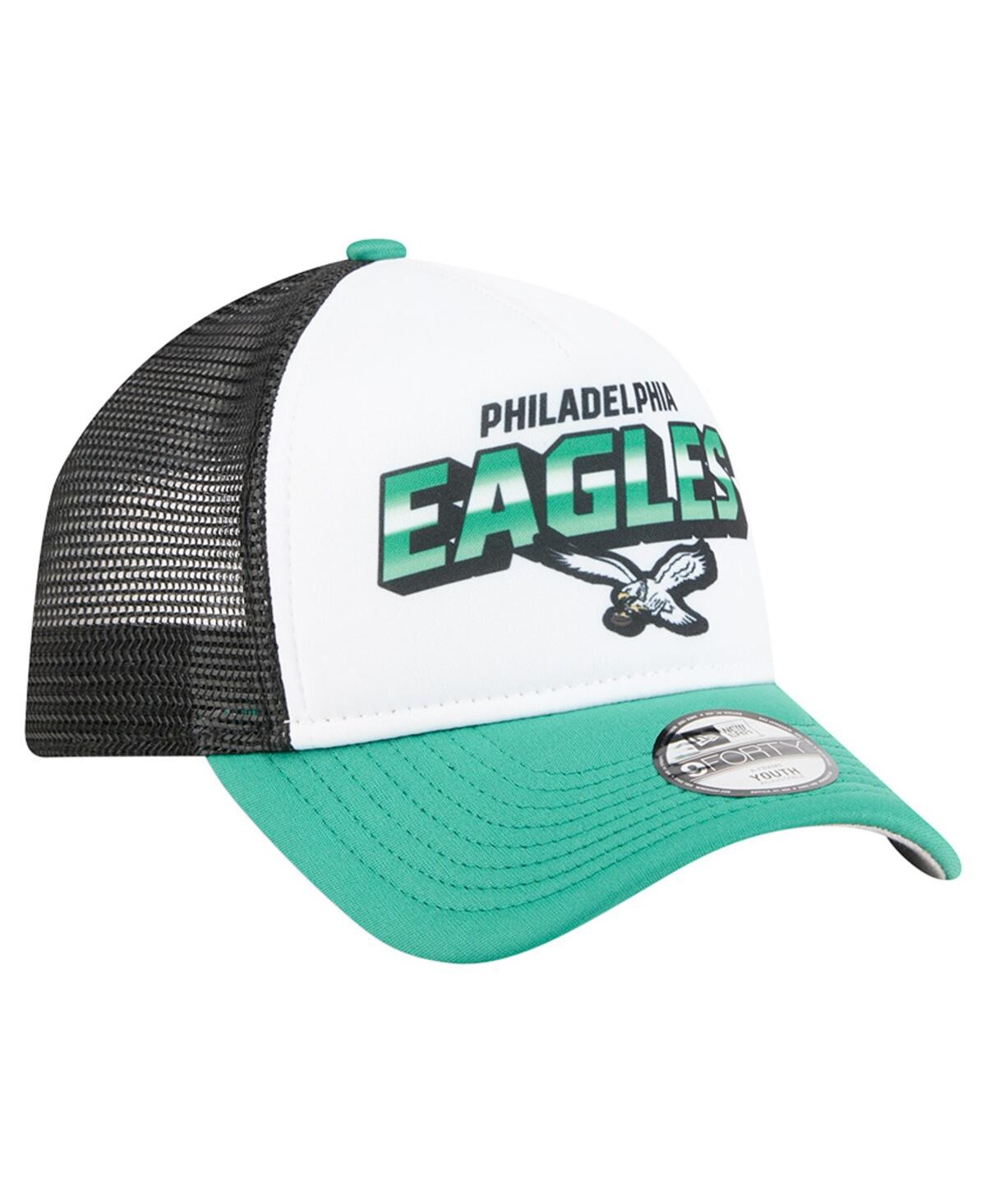 New Era Toddler White/kelly Green Philadelphia Eagles Throwback Streak 9forty A-frame Adjustable Hat In White