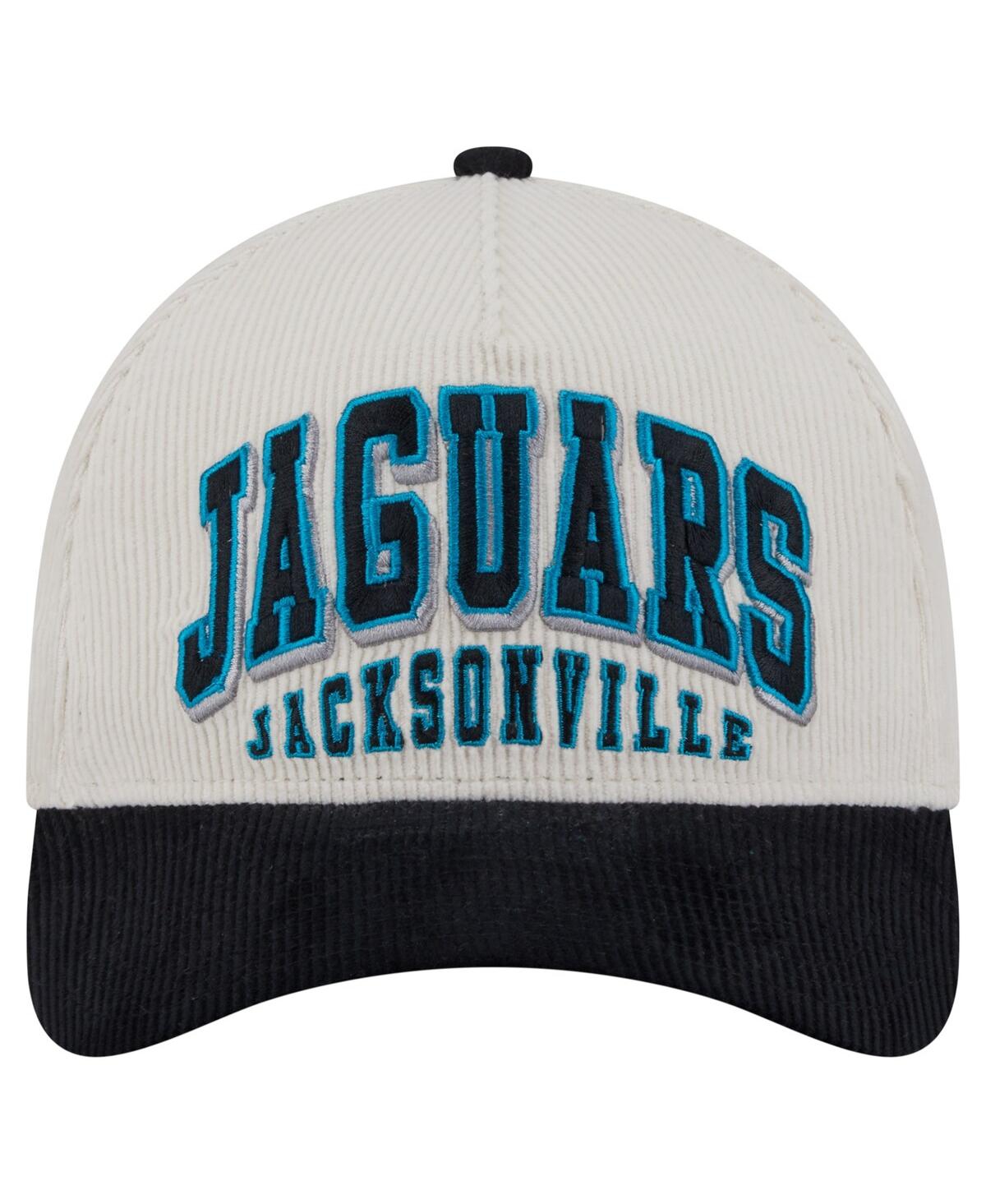 New Era Men'sâ Cream/black Jacksonville Jaguars Throwback Two-tone Sided Corduroy 9forty A-frame Adjustable  In White