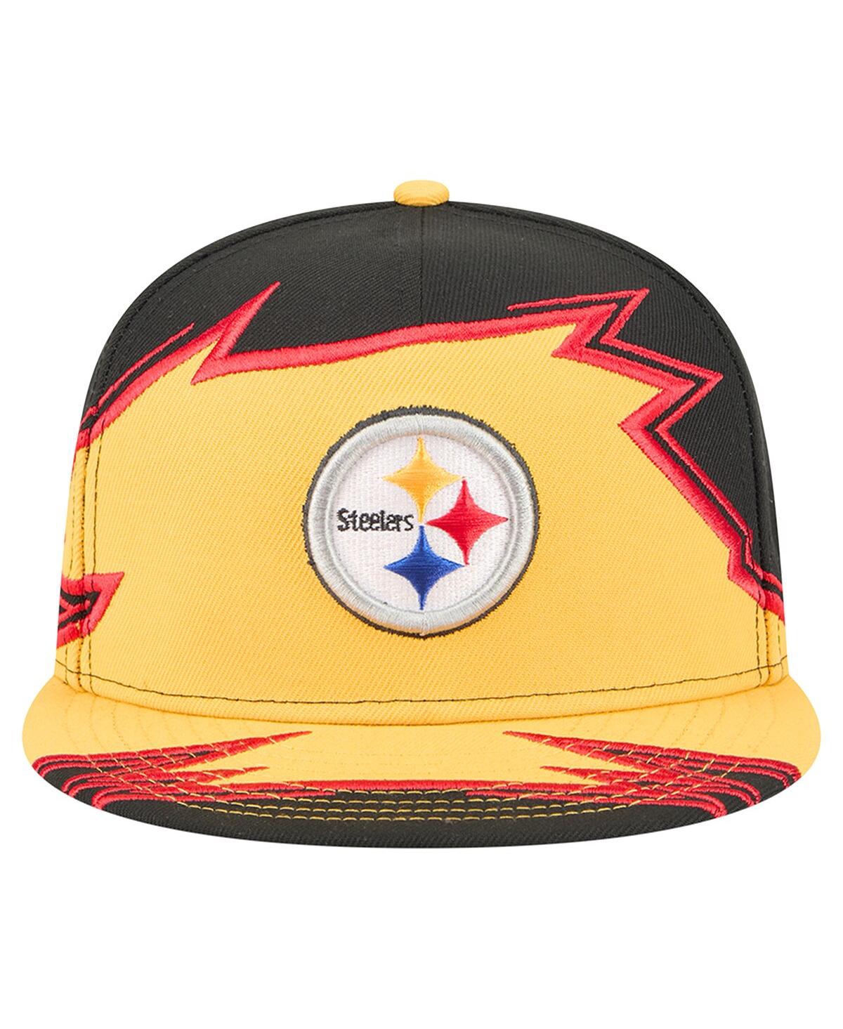 New Era Men'sâ Black/gold Pittsburgh Steelers Break 59fifty Fitted Hat In Yellow